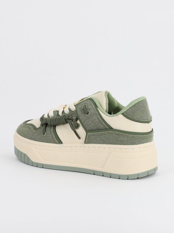 Pantofi sport dama talpa groasa bej cu verde (BS303A2307175) 124