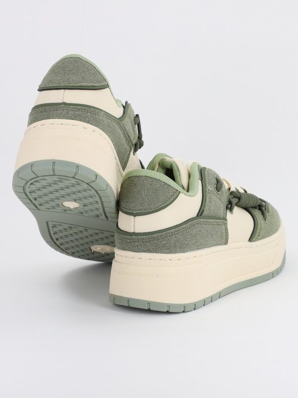 Pantofi sport dama talpa groasa bej cu verde (BS303A2307175) 120