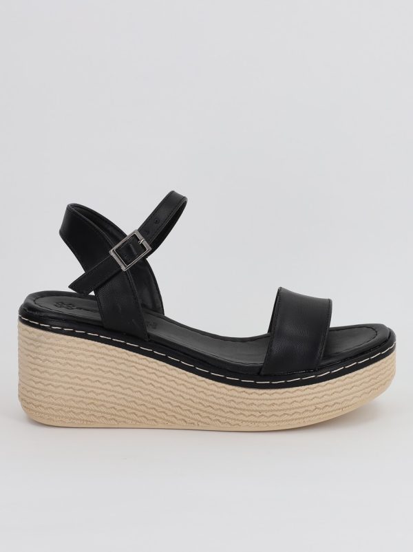 Sandale Dama cu Talpa Groasa Varf rotund Piele Ecologica Negru (BS403SN2306661) 120