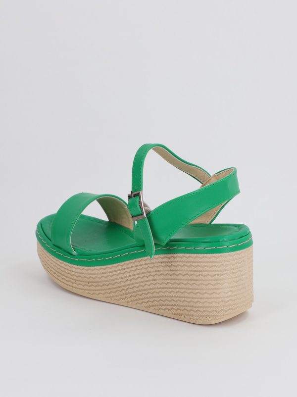 Sandale Dama cu Talpa Groasa Varf rotund Piele ecologica Verde (BS403SN2306659) 120