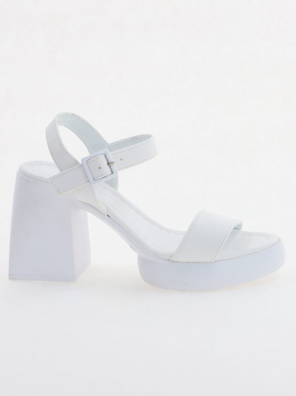 Sandale Dama cu Toc Gros Piele ecologica Alb (BS625SN2307006) 119