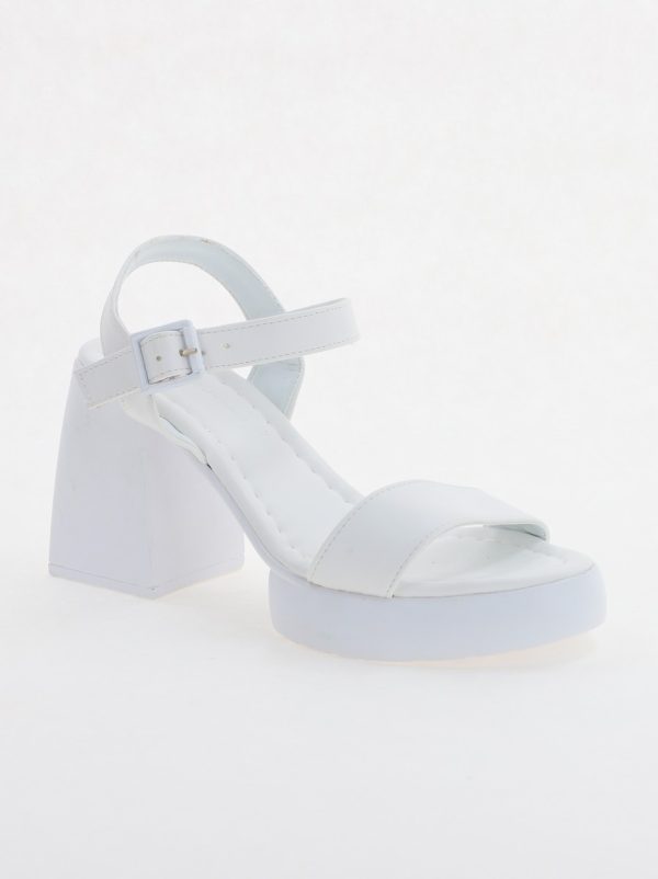 Incaltaminte Dama - Sandale Dama cu Toc Gros Piele ecologica Alb (BS625SN2307006)