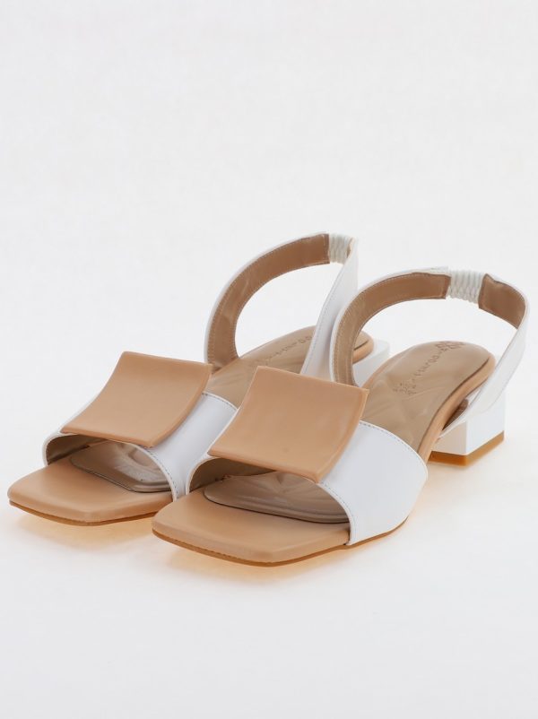 Sandale Dama cu Toc jos Alb cu bej BS352SN2407797 120