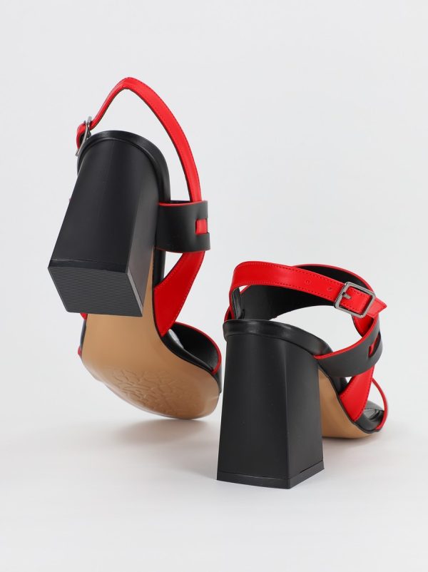 sandale dama cu toc varf rotund piele eco rosu negru bs815sn2306633 2