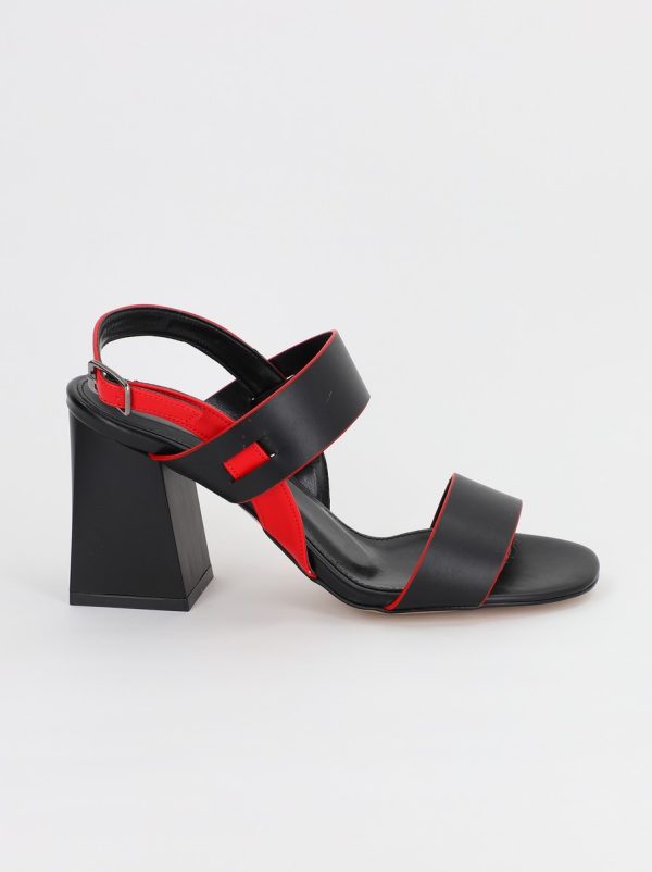 Sandale Dama cu Toc varf rotund Piele Eco Rosu/negru BS815SN2306633 120