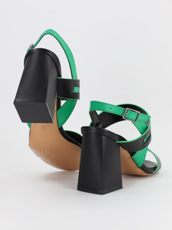 sandale dama cu toc varf rotund piele eco verde negru bs815sn2306632 2