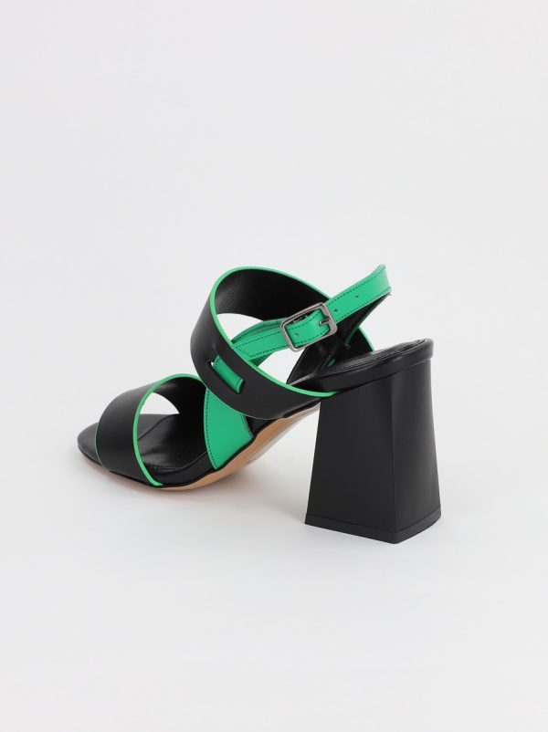 Sandale Dama cu Toc varf rotund Piele Eco Verde/negru BS815SN2306632 120