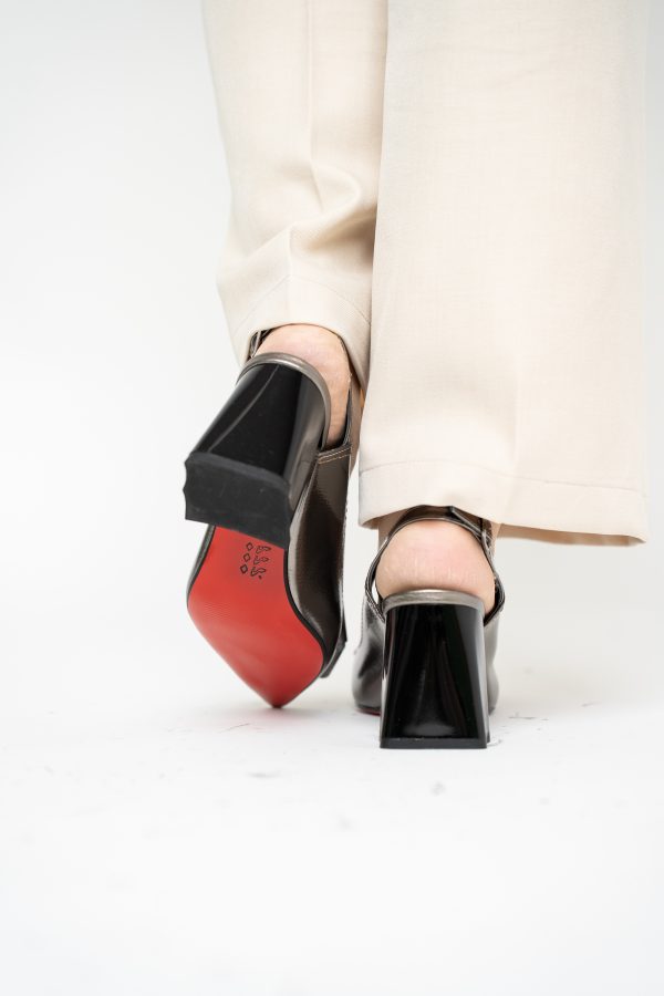 Pantofi damă cu Toc Eleganti Decupați cu Fundiță din Piele Ecologica culoare Platină - BS12000D2405485 125