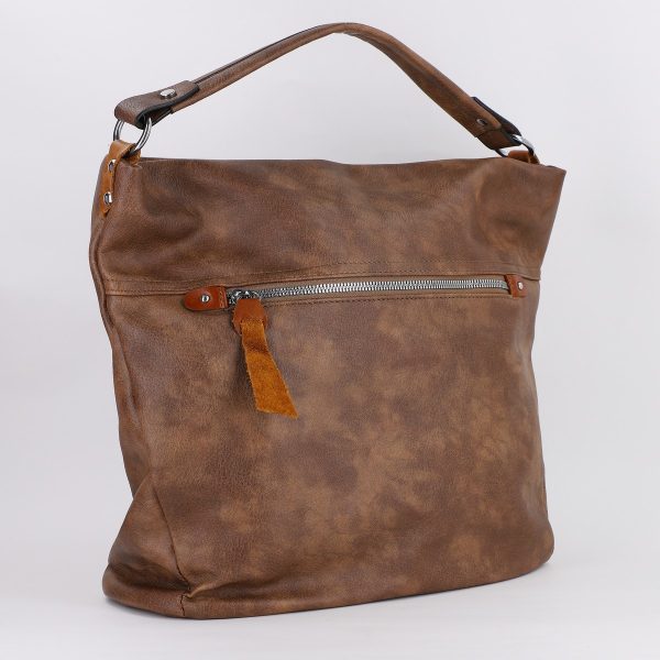 Geanta Shopper Cu Fermoar - Geanta femei shopper piele ecologica maro cu doua compartimente Paolo Bags BS577PB2307279