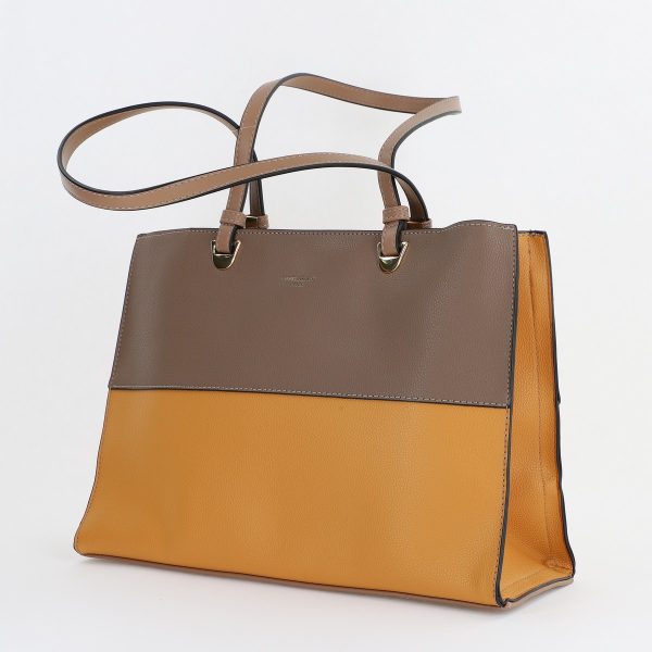 David Jones - Geantă office damă din piele ecologică maro trei compartimente David Jones BS6717CM2307130