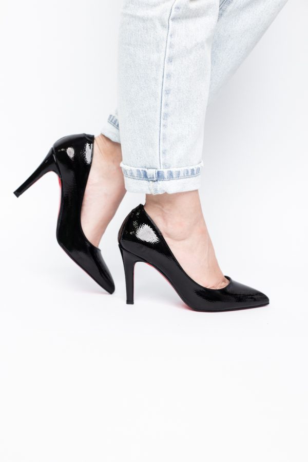 Pantofi Dama cu Toc subtire stiletto negru incretit (BS799AY2308121) 119