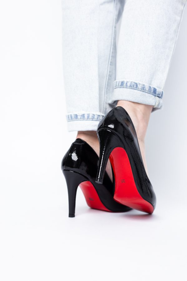 Pantofi Dama cu Toc subtire stiletto negru incretit (BS799AY2308121) 123
