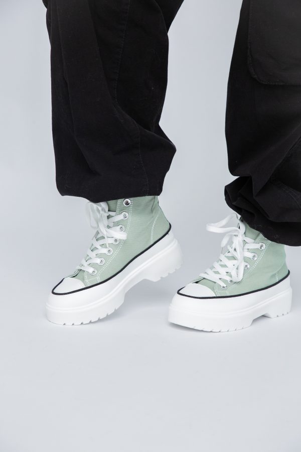 Pantofi Sport Dama Tip Teniși înalt cu șiret Verde BS115BO2307069 123