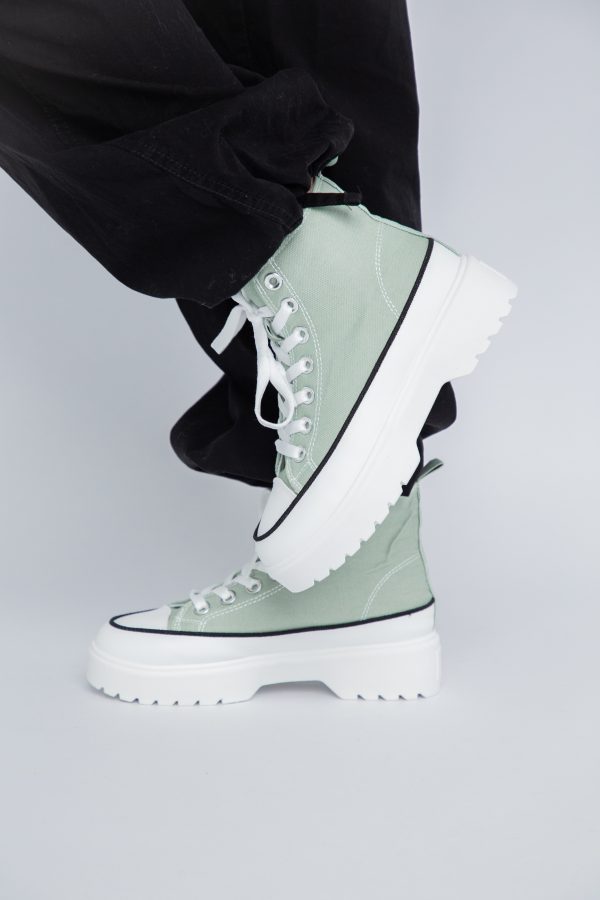 Pantofi Sport Dama Tip Teniși înalt cu șiret Verde BS115BO2307069 121