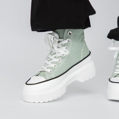 Pantofi Sport Dama Tip Teniși înalt cu șiret Verde BS115BO2307069