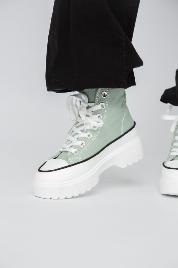 Pantofi Sport Dama Tip Teniși înalt cu șiret Verde BS115BO2307069 119