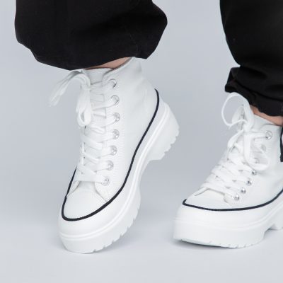 Pantofi Sport Dama Tip Teniși înalt cu șiret Alb BS115BO2307068