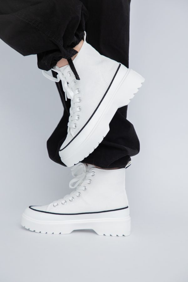 Pantofi Sport Dama Tip Teniși înalt cu șiret Alb BS115BO2307068 121
