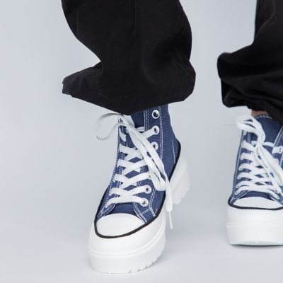 Pantofi Sport Dama Tip Teniși înalt cu șiret Albastru BS115BO2307067