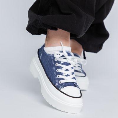 Pantofi Sport Dama tip teniși cu șiret albastru BS116BO2307063