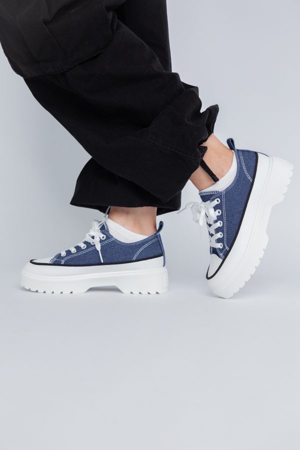 Pantofi Sport Dama tip teniși cu șiret albastru BS116BO2307063 121