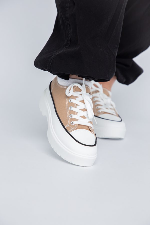 Pantofi Sport Dama tip teniși cu șiret kaki BS116BO2307055 119