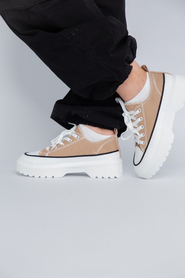 Pantofi Sport Dama tip teniși cu șiret kaki BS116BO2307055 121