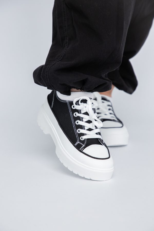 Pantofi Sport Dama tip teniși cu șiret negru BS116BO2307054 119
