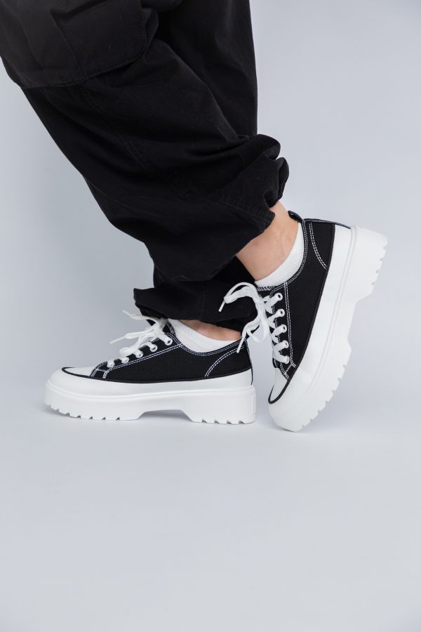 Pantofi Sport Dama tip teniși cu șiret negru BS116BO2307054 121