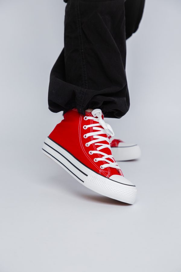 Pantofi sport pentru femei de tip teniși de culoare rosu design înalt BS308A2307154 119