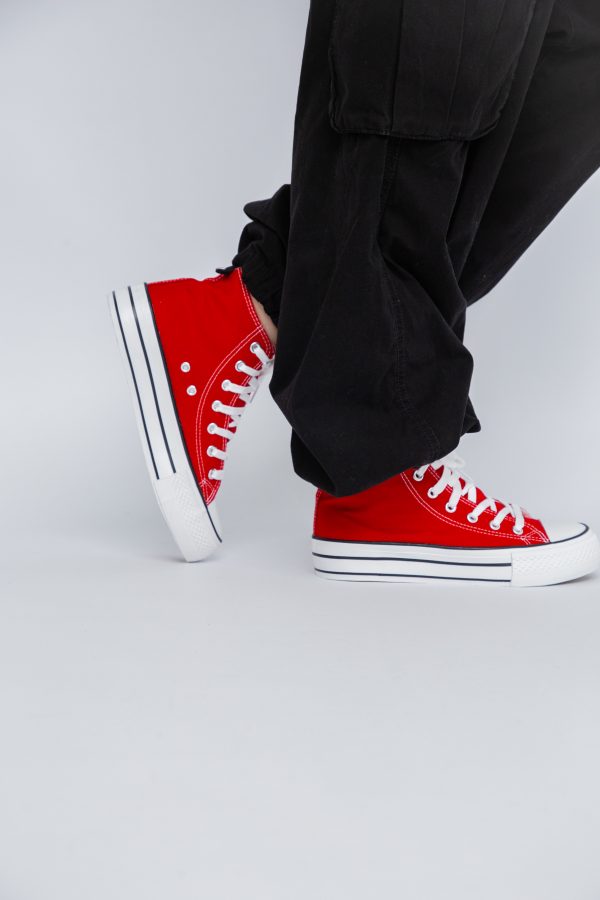 Pantofi sport pentru femei de tip teniși de culoare rosu design înalt BS308A2307154 121