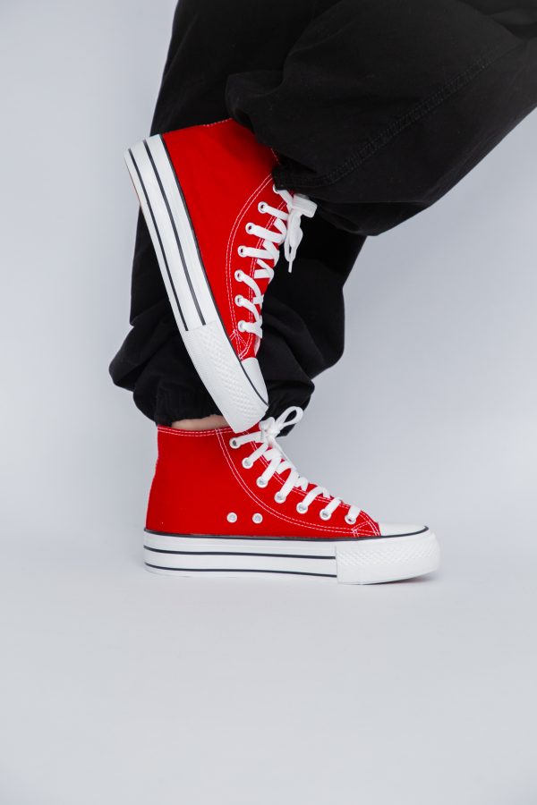 Pantofi sport pentru femei de tip teniși de culoare rosu design înalt BS308A2307154 120