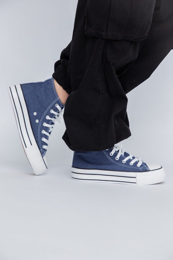 Pantofi sport pentru femei de tip teniși de culoare albastru denim design înalt BS308A2307155 121