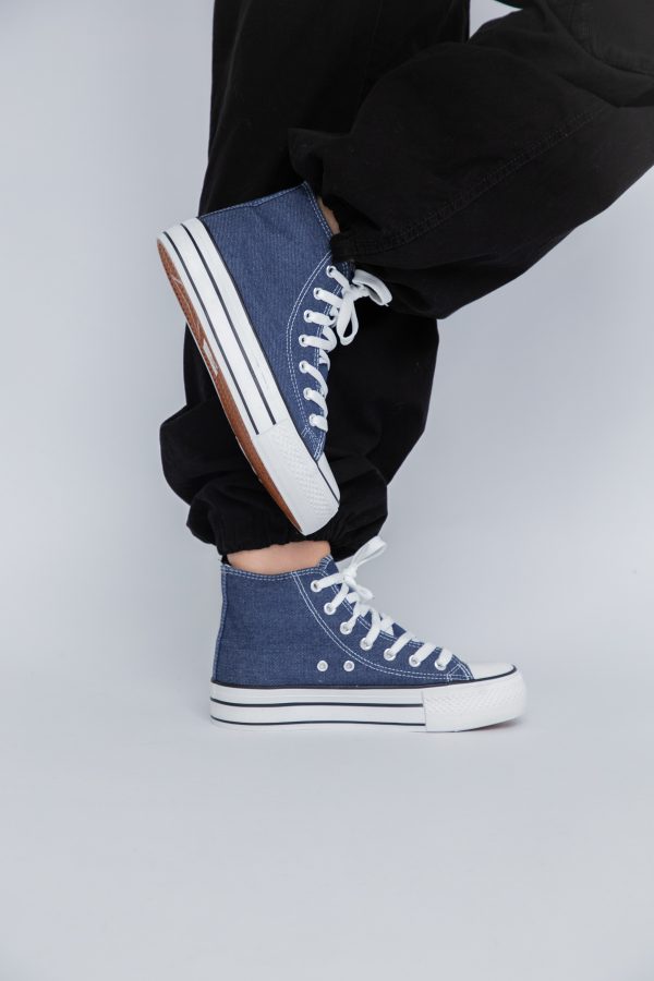 Pantofi sport pentru femei de tip teniși de culoare albastru denim design înalt BS308A2307155 123