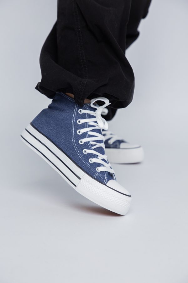 Pantofi sport pentru femei de tip teniși de culoare albastru denim design înalt BS308A2307155 119