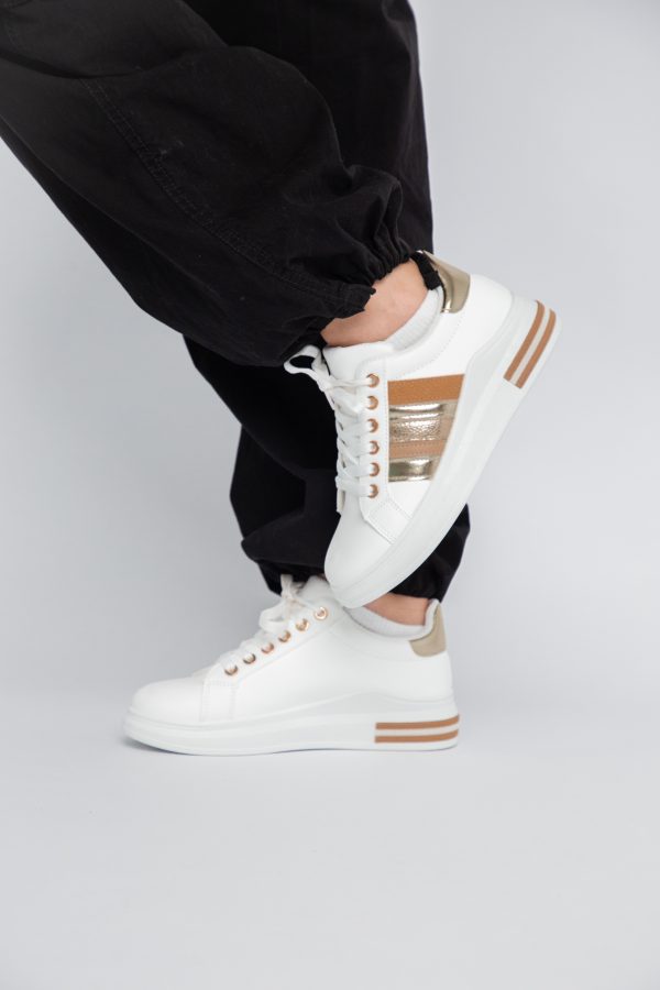 Pantofi Sport Dama cu șiret piele eco alb BS248EV2307130 123