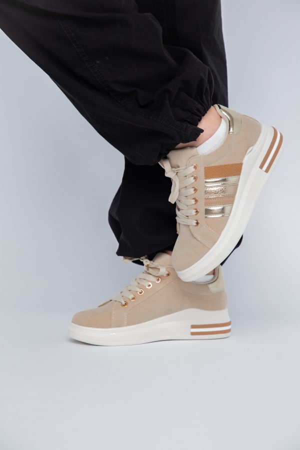 Pantofi Sport Dama cu șiret piele eco bej BS248EV2307129 121