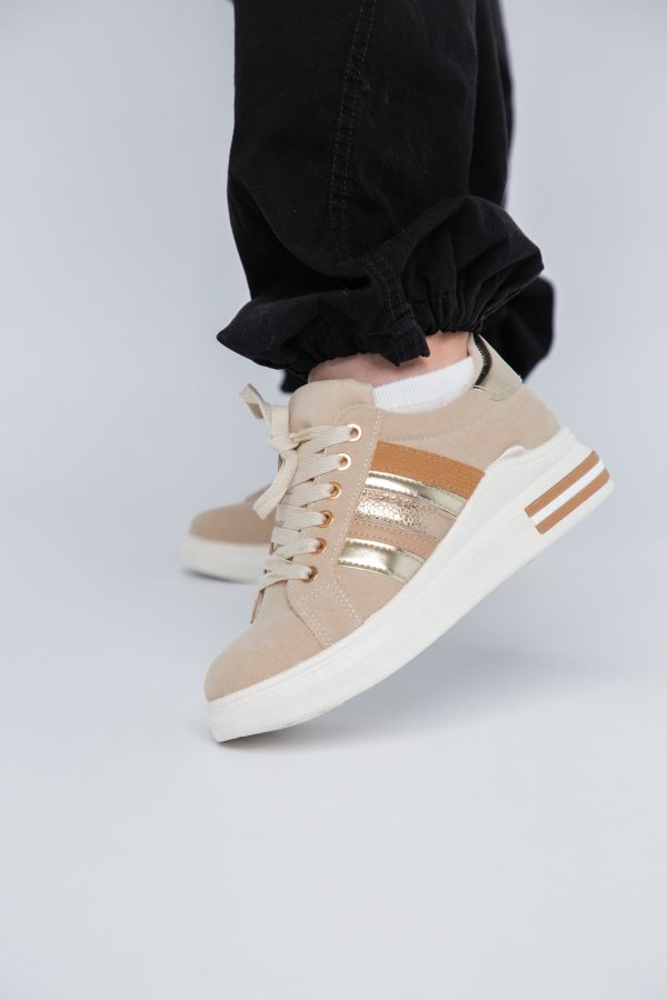 Pantofi Sport Dama cu șiret piele eco bej BS248EV2307129 119