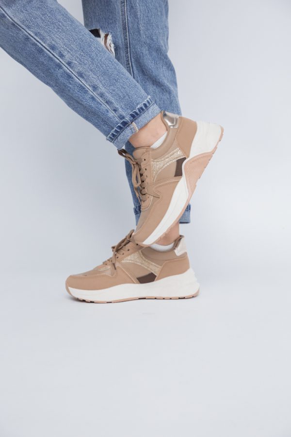 Pantofi sport dama banda cu sclipici kaki cu auriu (BS2100Q2307167) 121