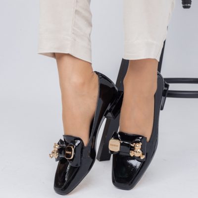 Pantofi cu Toc jos Eleganti din Piele Ecologica Negru - BS161BA2308180