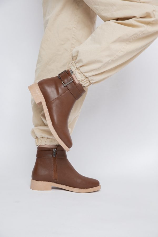 Ghete Damă cu Fermoar Piele Ecologică culoare Maro BS225BT2312036 121