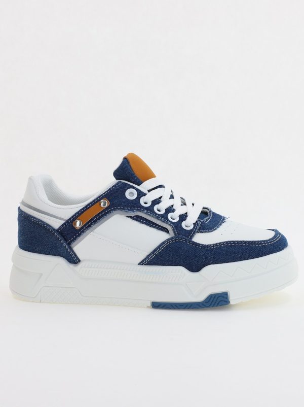 Pantofi sport dama cu elemete alb cu denim bleumarin (BS225EV2307111) 120