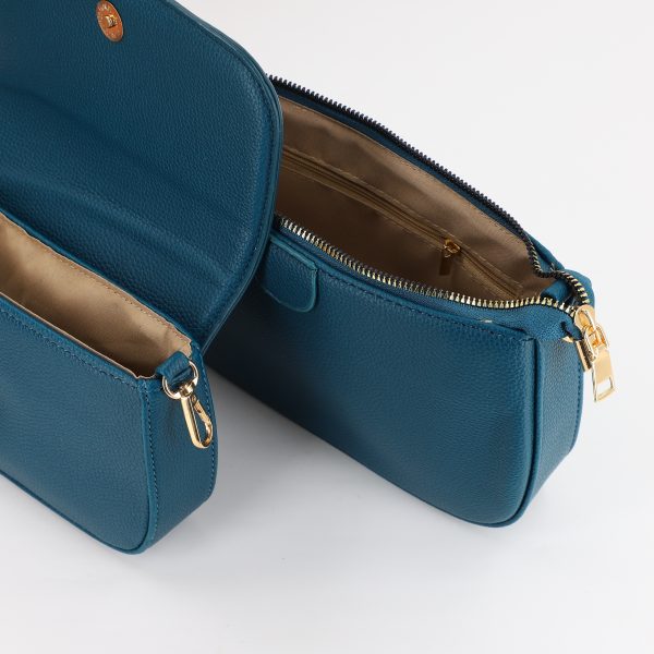 Poseta dama casual de umar 2in1 din piele ecologica cu breloc bleumarin BS7806K2307260 120