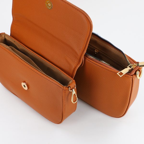 Poseta dama casual de umar 2in1 din piele ecologica cu breloc maro BS7806K2307259 121