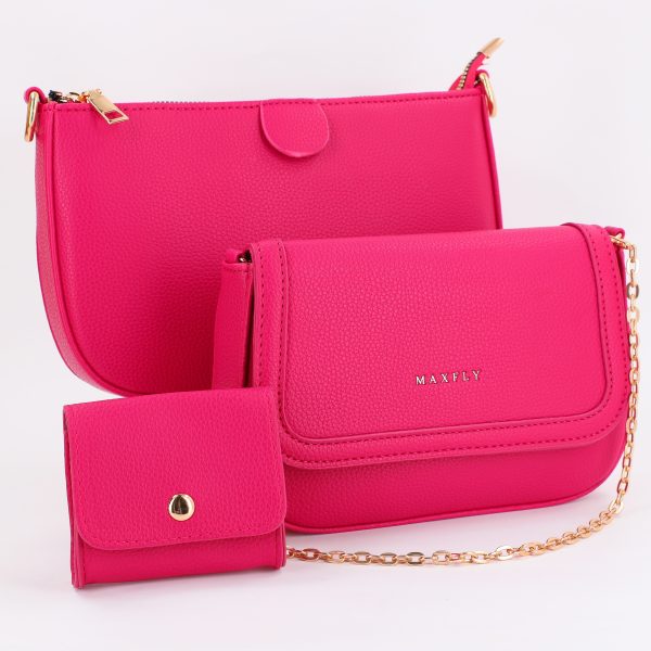 Geanta Umar Dama Casual - Poseta dama casual de umar 2in1 din piele ecologica cu breloc roz BS7806K2307256
