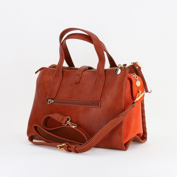 Geanta dama casual de umar cu trei compartimente rosu caramiziu Lulu Castagnette BS23052A2307122 120