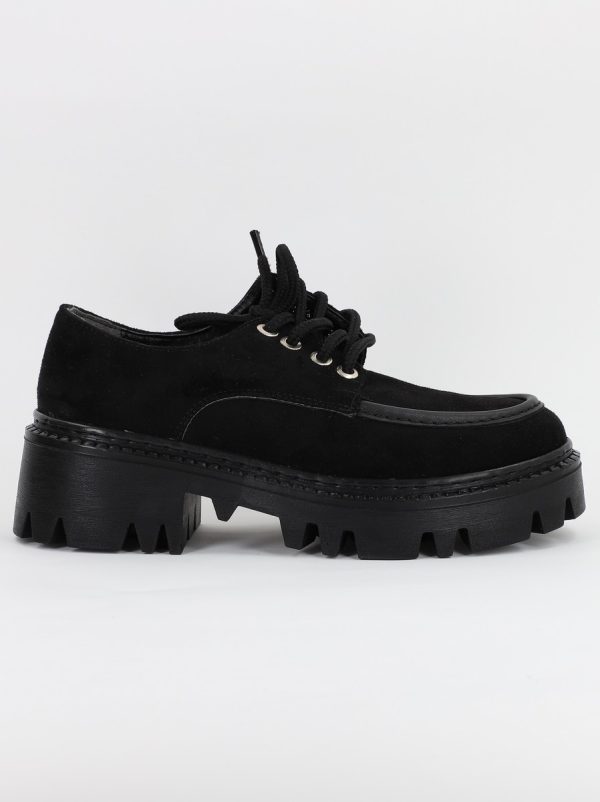 Mocasini Dama tapla groasa cu sireturi Negru (BS02002AY2308177) 121