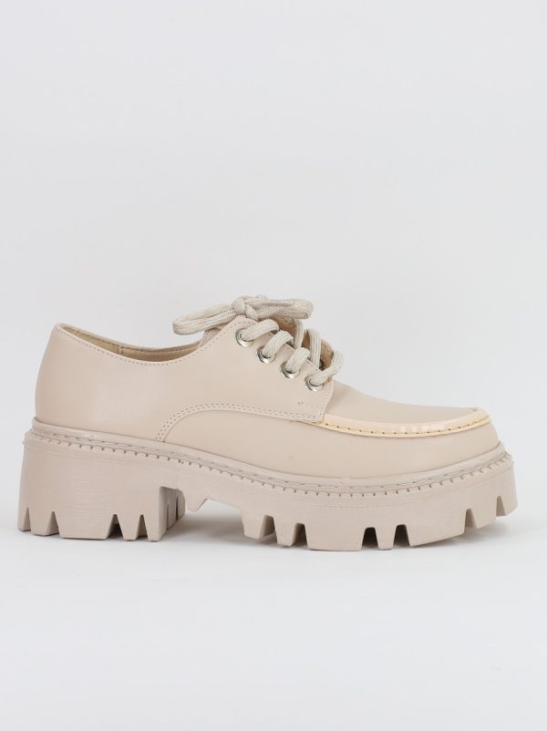 Mocasini Dama tapla groasa cu siret Bej BS02000AY2308173 121