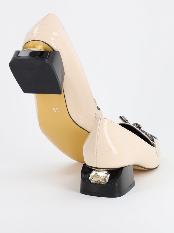 Pantofi cu Toc Eleganti din Piele Ecologica Bej - BS156BA2308105 119
