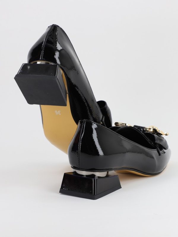 Pantofi cu Toc jos Eleganti din Piele Ecologica Negru - BS161BA2308180 120